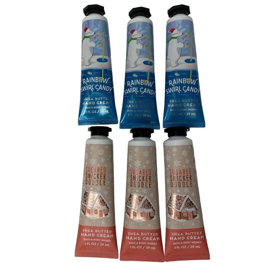 Bath and Body Works Sugared Snickered Doodle & Rainbow Swirl Candy Hand Creams